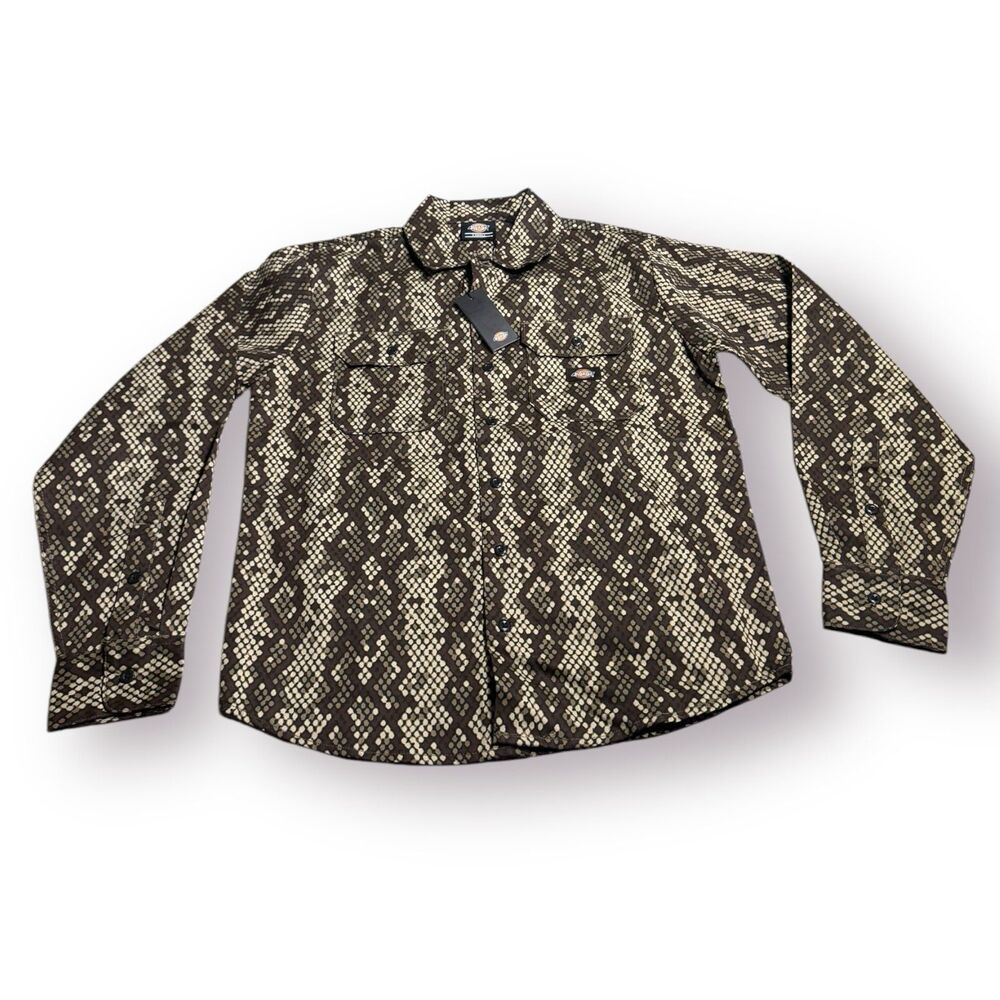 Dickies Camden Snake‎ Print Mens Shirt Workwear Long Sleeve Size XSmall BNWT